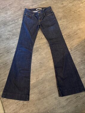 J Brand Dark Blue Wide-Leg Flare Jeans